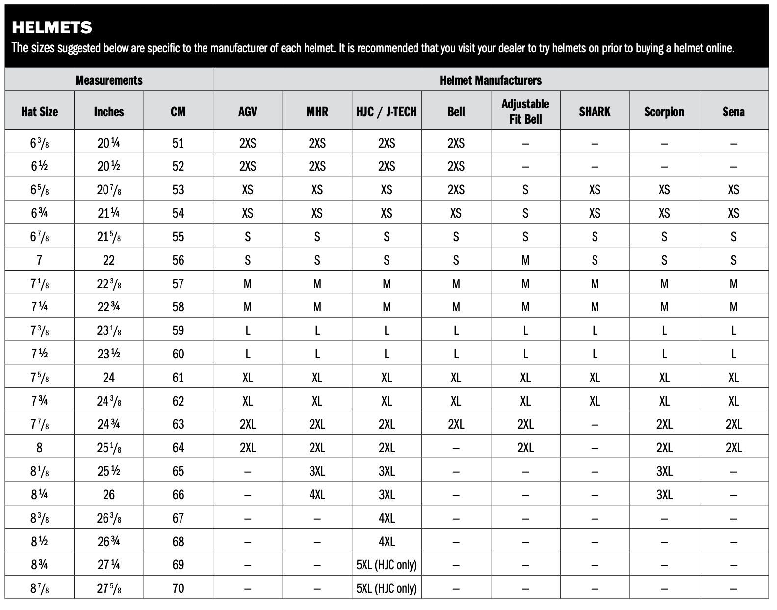 prilby_H-D size chart